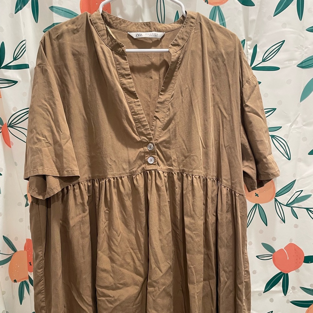 Zara Tan Long Sleeve Dress